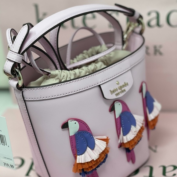 Kate spade pink Flock Party Parrot Bucket Bag - Picture 8 of 9